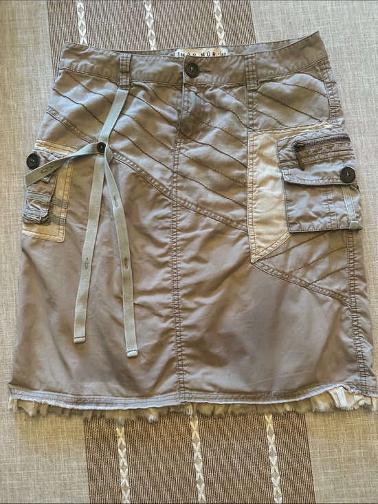 Mur Mur Dresses & Skirts - Casual Taupe Midi Skirt with Pocket Details